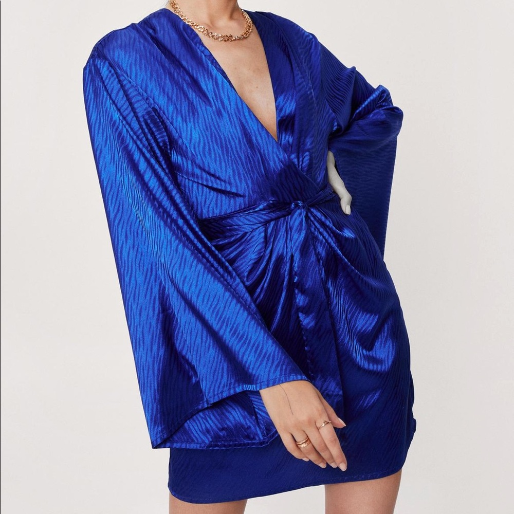 Nasty Gal Blue Satin Dress